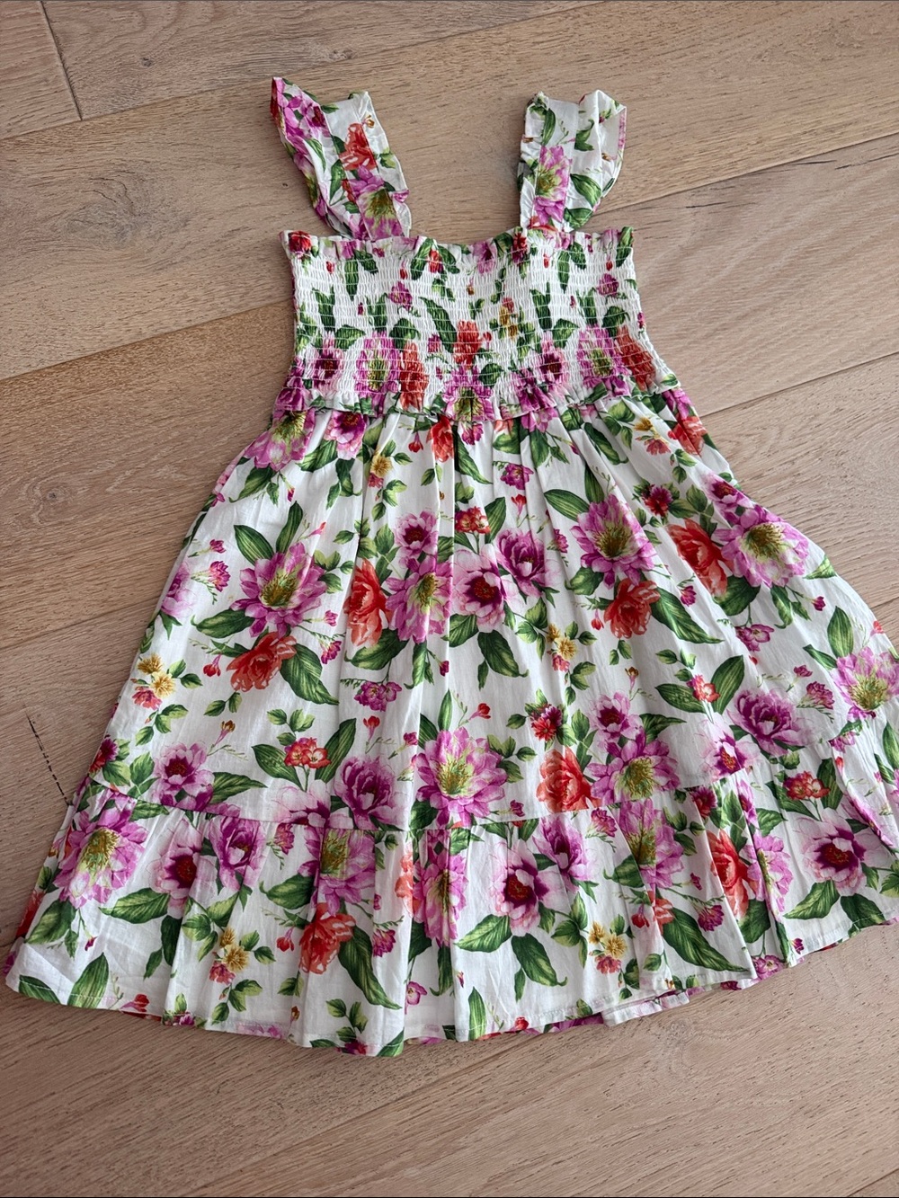 Girls Janie and Jack White Floral Smocked Sundress size 8